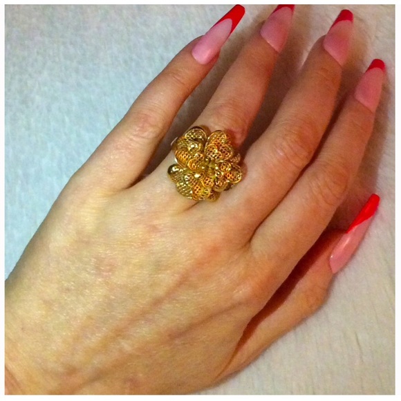🌺 VINTAGE 14k HIBISCUS MESH RING/FINAL REDUCTION PRICE $400….. - Picture 5 of 8